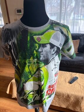 Chase Authentics Green and Gray Dale Earnhardt Jr Racing Graphic Tee